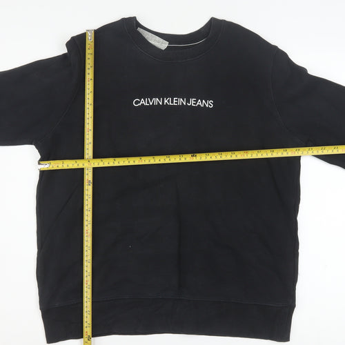 Calvin Klein Jeans Men's Black Logo Crew Neck Sweatshirt Size L