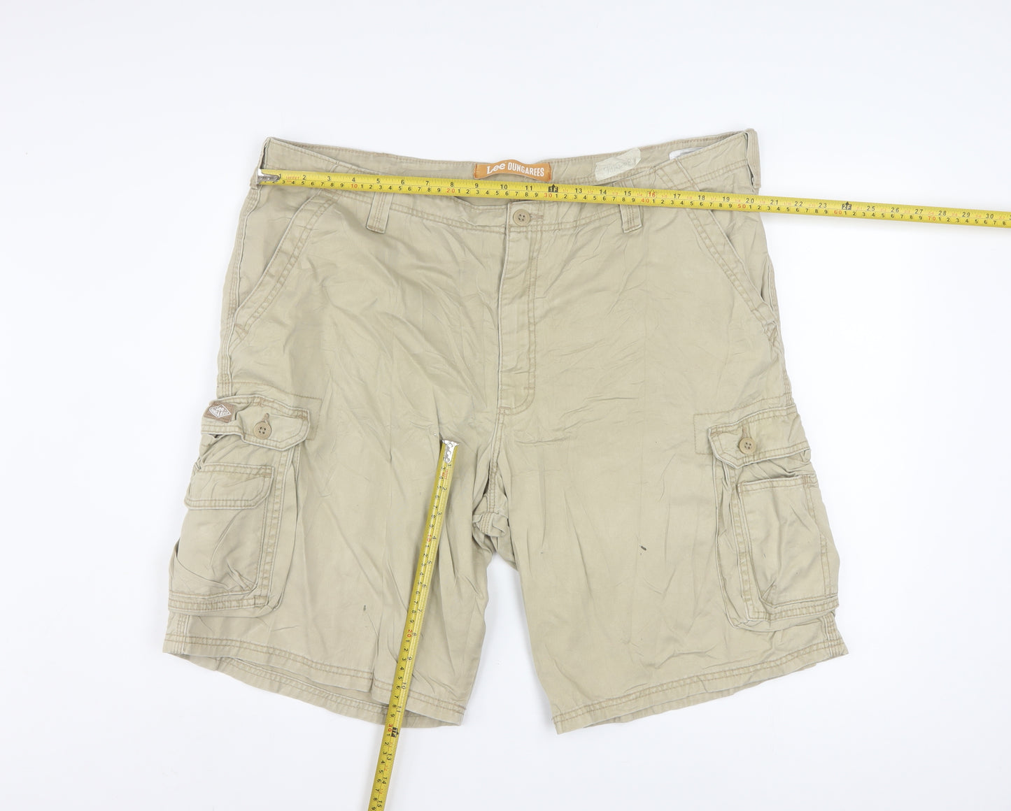 Lee Dungarees Men's Beige Cargo Shorts Size 42 Cotton Casual