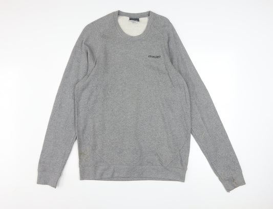 Reebok Men Grey L Sweatshirt Pullover Crew Neck Logo Cotton