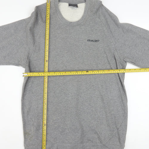Reebok Men Grey L Sweatshirt Pullover Crew Neck Logo Cotton