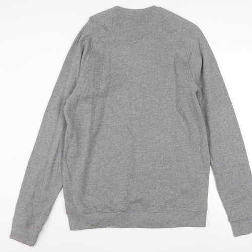 Reebok Men Grey L Sweatshirt Pullover Crew Neck Logo Cotton