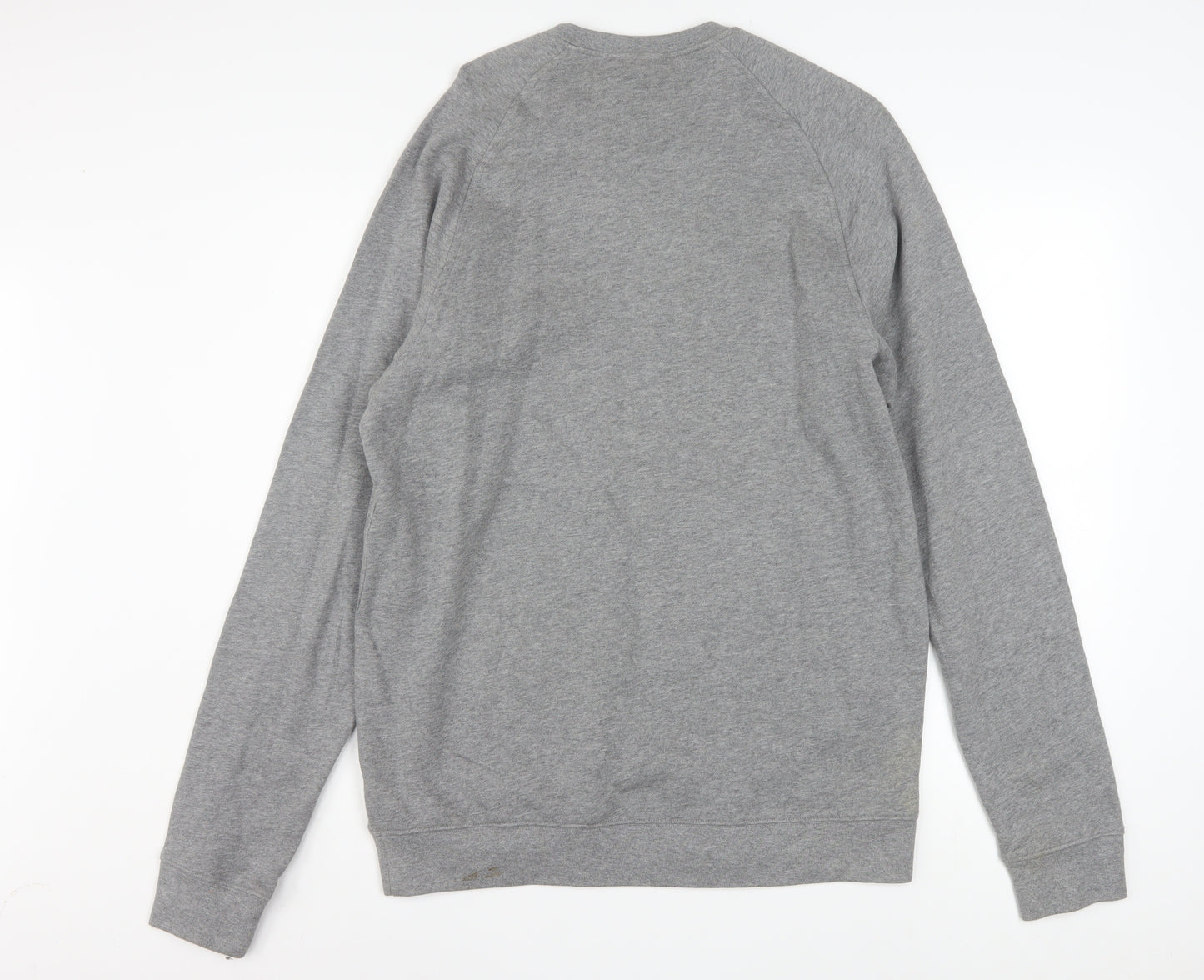 Reebok Men Grey L Sweatshirt Pullover Crew Neck Logo Cotton