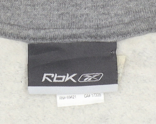 Reebok Men Grey L Sweatshirt Pullover Crew Neck Logo Cotton