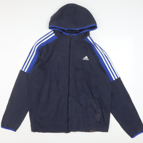 Adidas Men's Blue Full Zip Hoodie L Sports Fleece Jacket