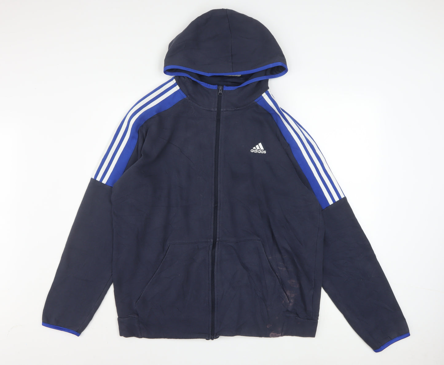Adidas Men's Blue Full Zip Hoodie L Sports Fleece Jacket