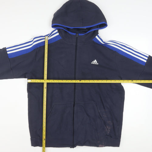Adidas Men's Blue Full Zip Hoodie L Sports Fleece Jacket