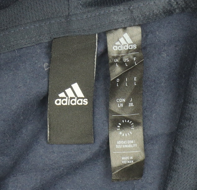 Adidas Men's Blue Full Zip Hoodie L Sports Fleece Jacket