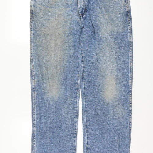 Wrangler Men's Blue 35x30 Regular Fit Straight Denim Jeans
