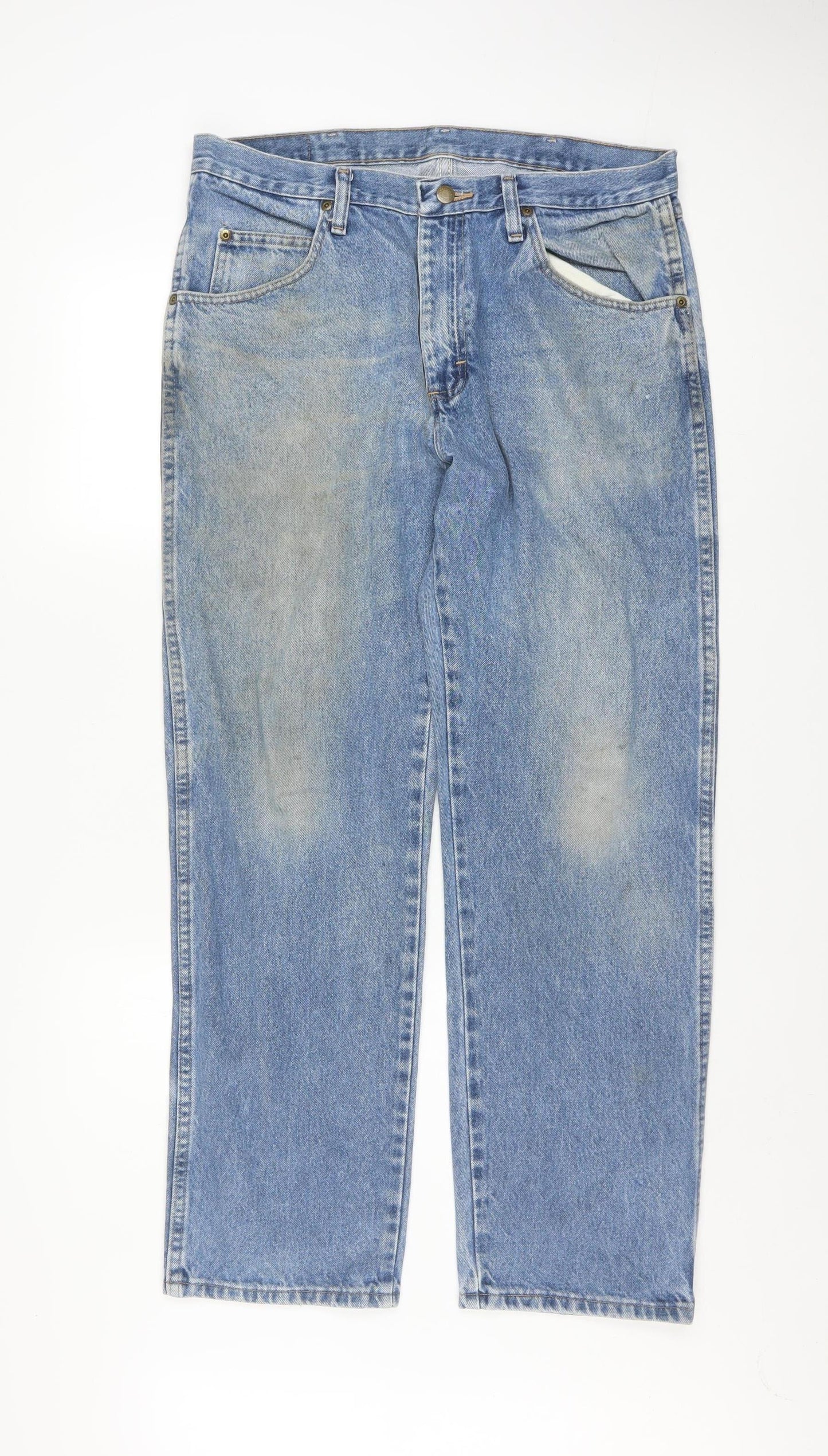 Wrangler Men's Blue 35x30 Regular Fit Straight Denim Jeans