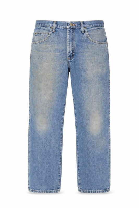 Front view of Wrangler Men's Blue 35x30 Regular Fit Straight Denim Jeans