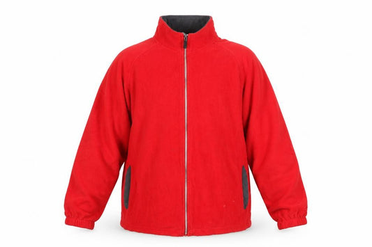 Front view of Starter men’s red fleece full zip jacket xl regular fit