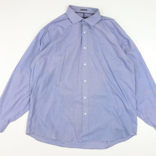 Tommy Hilfiger Men's Blue Check Regular Fit 2XL Long Sleeve Shirt