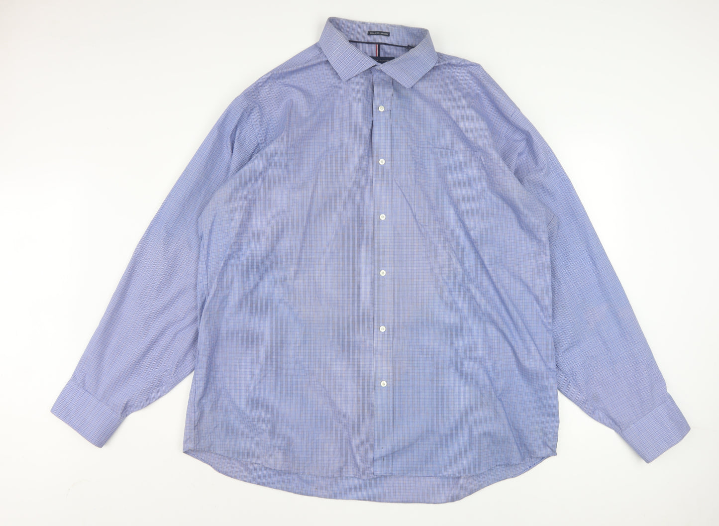 Tommy Hilfiger Men's Blue Check Regular Fit 2XL Long Sleeve Shirt