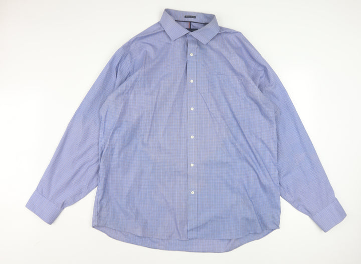 Tommy Hilfiger Men's Blue Check Regular Fit 2XL Long Sleeve Shirt