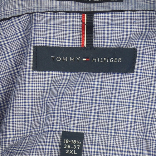 Tommy Hilfiger Men's Blue Check Regular Fit 2XL Long Sleeve Shirt