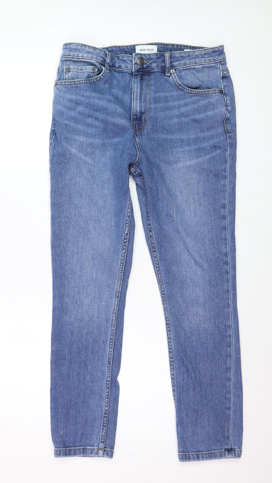 Jack Wills Women's Blue Straight Leg Stretch Denim Jeans Size 14 32L