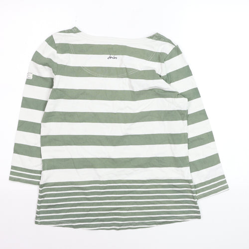 Joules Women Green White Striped 3/4 Sleeve Cotton Nautical T-Shirt Size 12