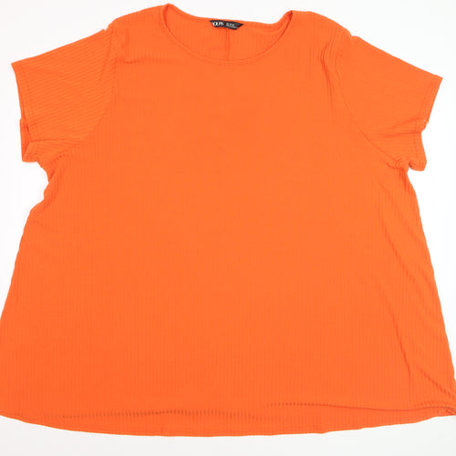 Yours Women's Orange Plus Size 30 Basic Round Neck T-Shirt
