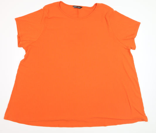 Yours Women's Orange Plus Size 30 Basic Round Neck T-Shirt