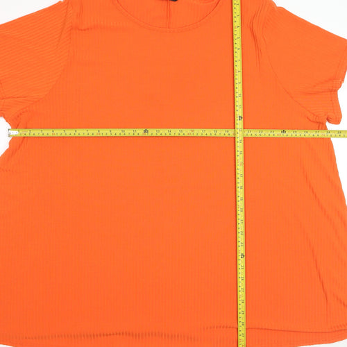 Yours Women's Orange Plus Size 30 Basic Round Neck T-Shirt