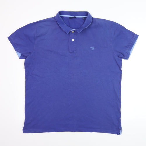 GANT Men's Blue 2XL Cotton Short Sleeve Polo Shirt