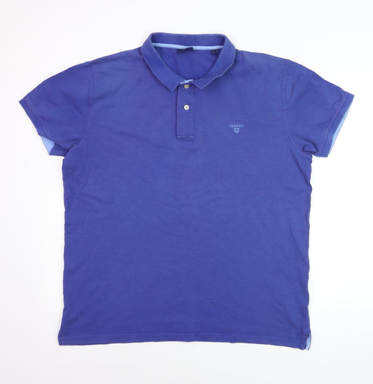 GANT Men's Blue 2XL Cotton Short Sleeve Polo Shirt