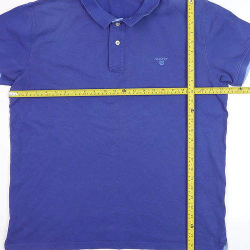 GANT Men's Blue 2XL Cotton Short Sleeve Polo Shirt