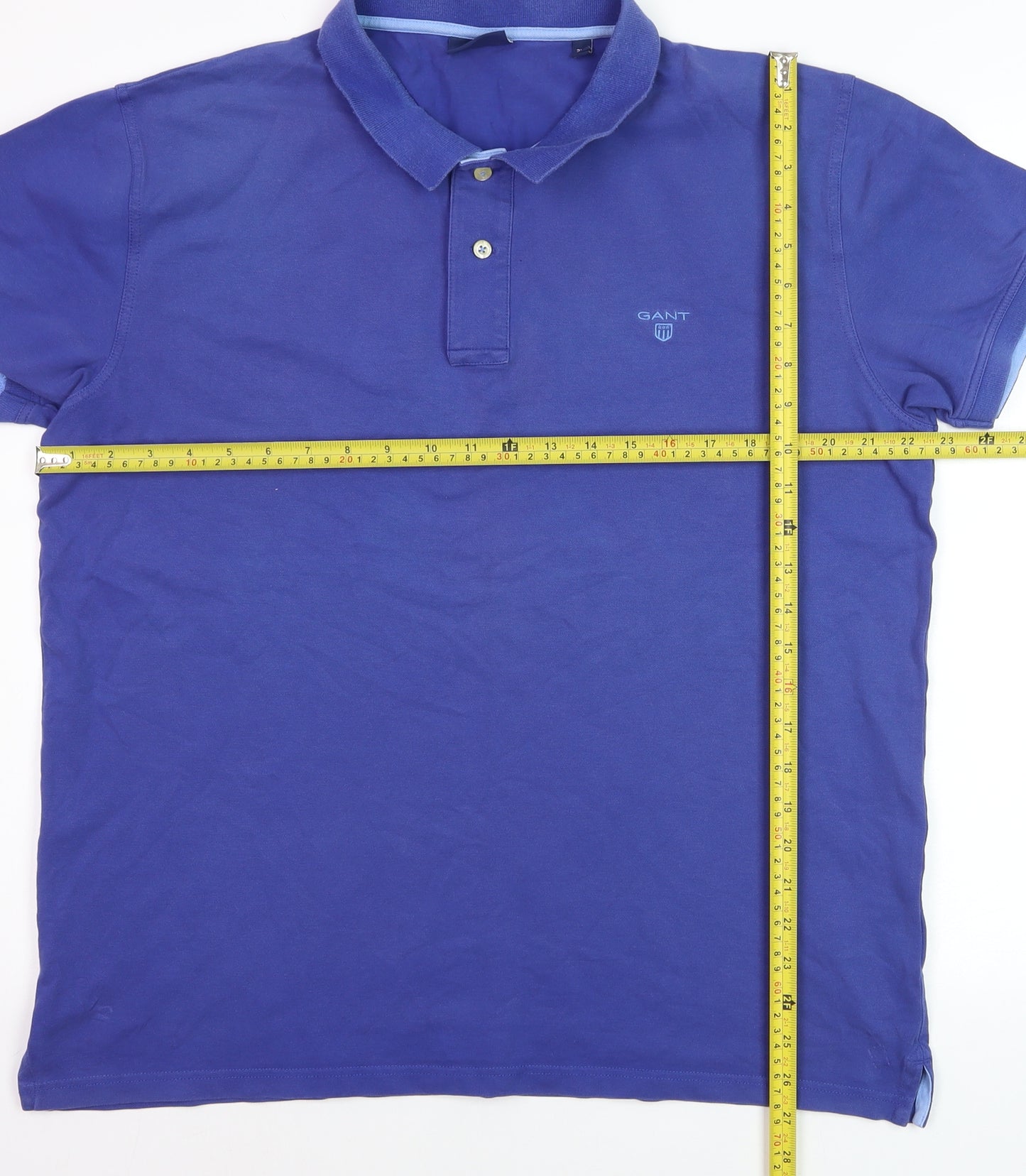 GANT Men's Blue 2XL Cotton Short Sleeve Polo Shirt
