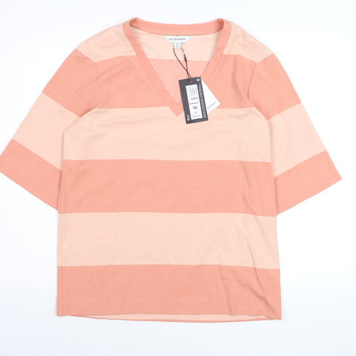 Marks and Spencer Autograph Women’s Pink Striped V-Neck T-Shirt Size 10