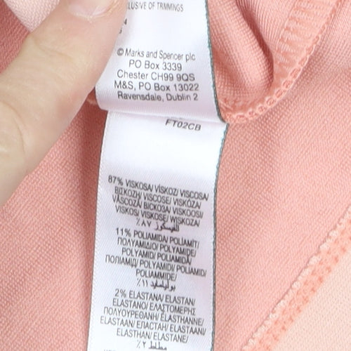 Marks and Spencer Autograph Women’s Pink Striped V-Neck T-Shirt Size 10