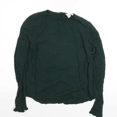 H&M Women's Green Long Sleeve Viscose Blouse Size 8
