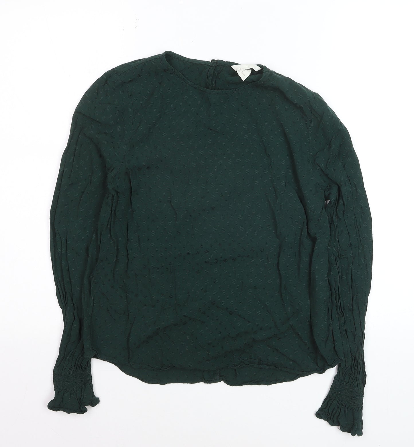 H&M Women's Green Long Sleeve Viscose Blouse Size 8
