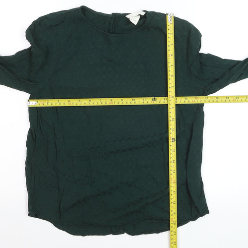 H&M Women's Green Long Sleeve Viscose Blouse Size 8