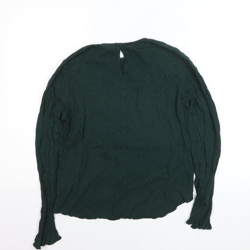 H&M Women's Green Long Sleeve Viscose Blouse Size 8
