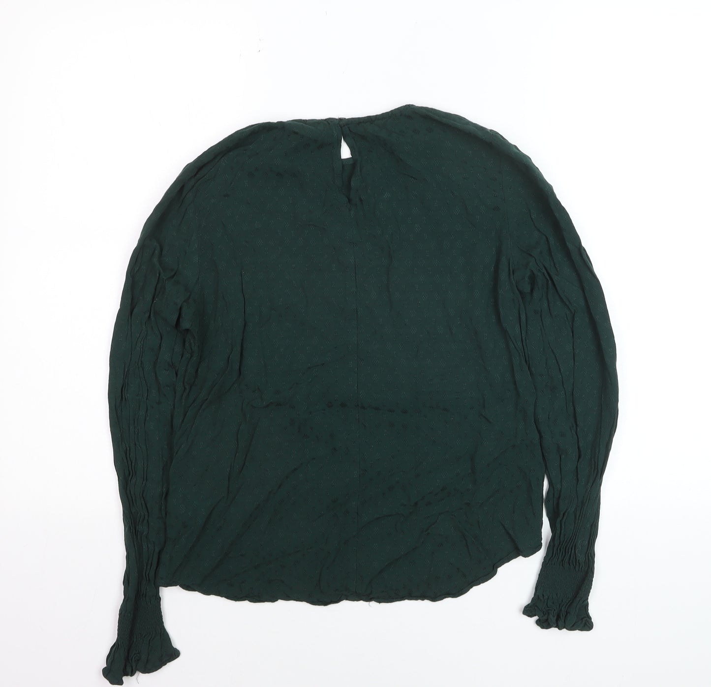 H&M Women's Green Long Sleeve Viscose Blouse Size 8