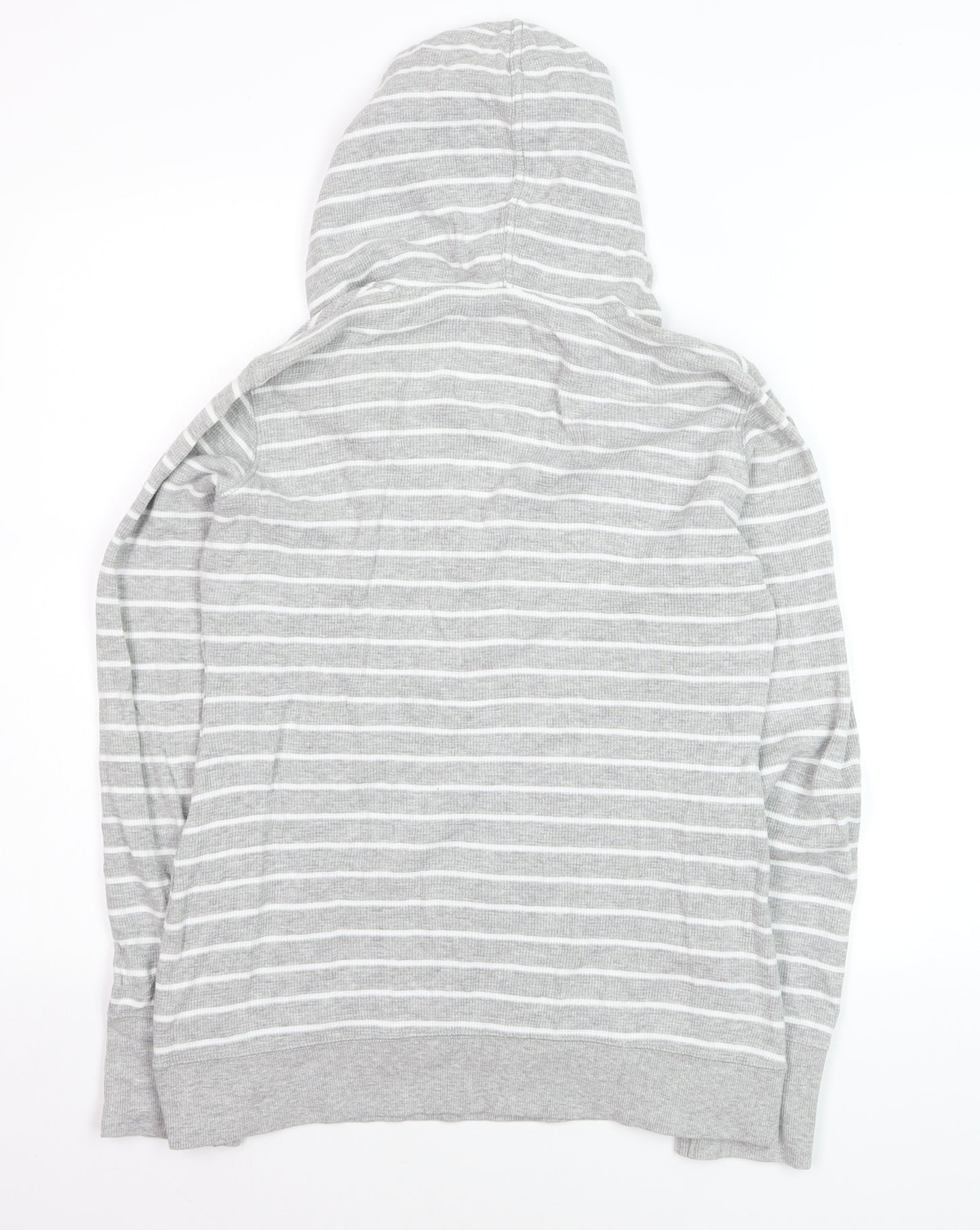 Next Women Grey Striped Cotton Pullover Hoodie Size M