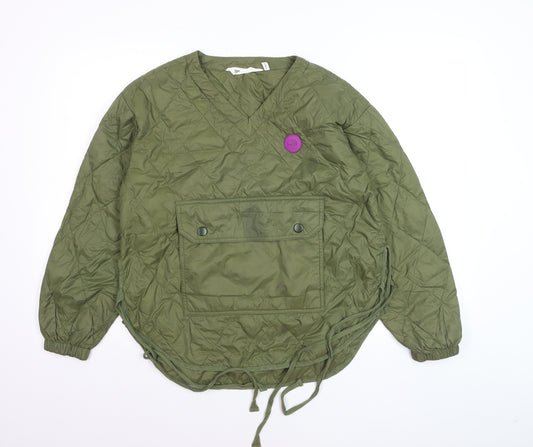 Moveup Women Khaki Quilted Pullover Jacket S Lightweight Casual