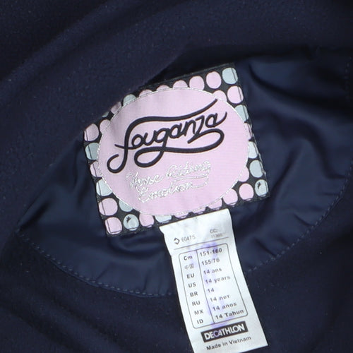 Fouganza Teens Blue Fleece Equestrian Jacket Size 14 Full Zip