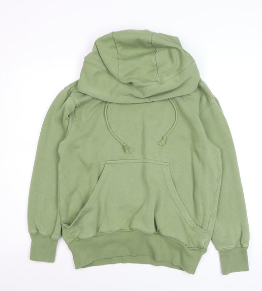 Nike Men Green Cotton Pullover Hoodie XXS Hooded Kangaroo Pocket