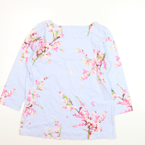 Joules Women’s Blue Floral 3/4 Sleeve Cotton T-Shirt Size 8