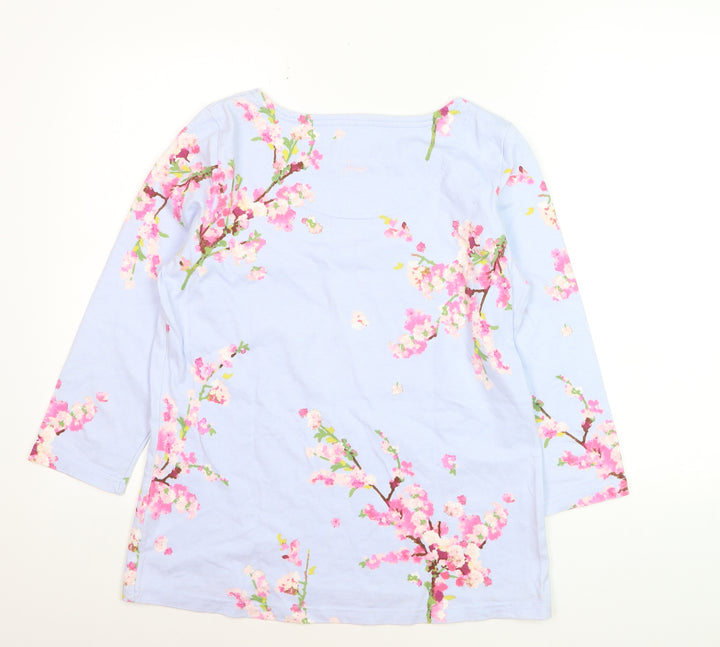 Joules Women’s Blue Floral 3/4 Sleeve Cotton T-Shirt Size 8