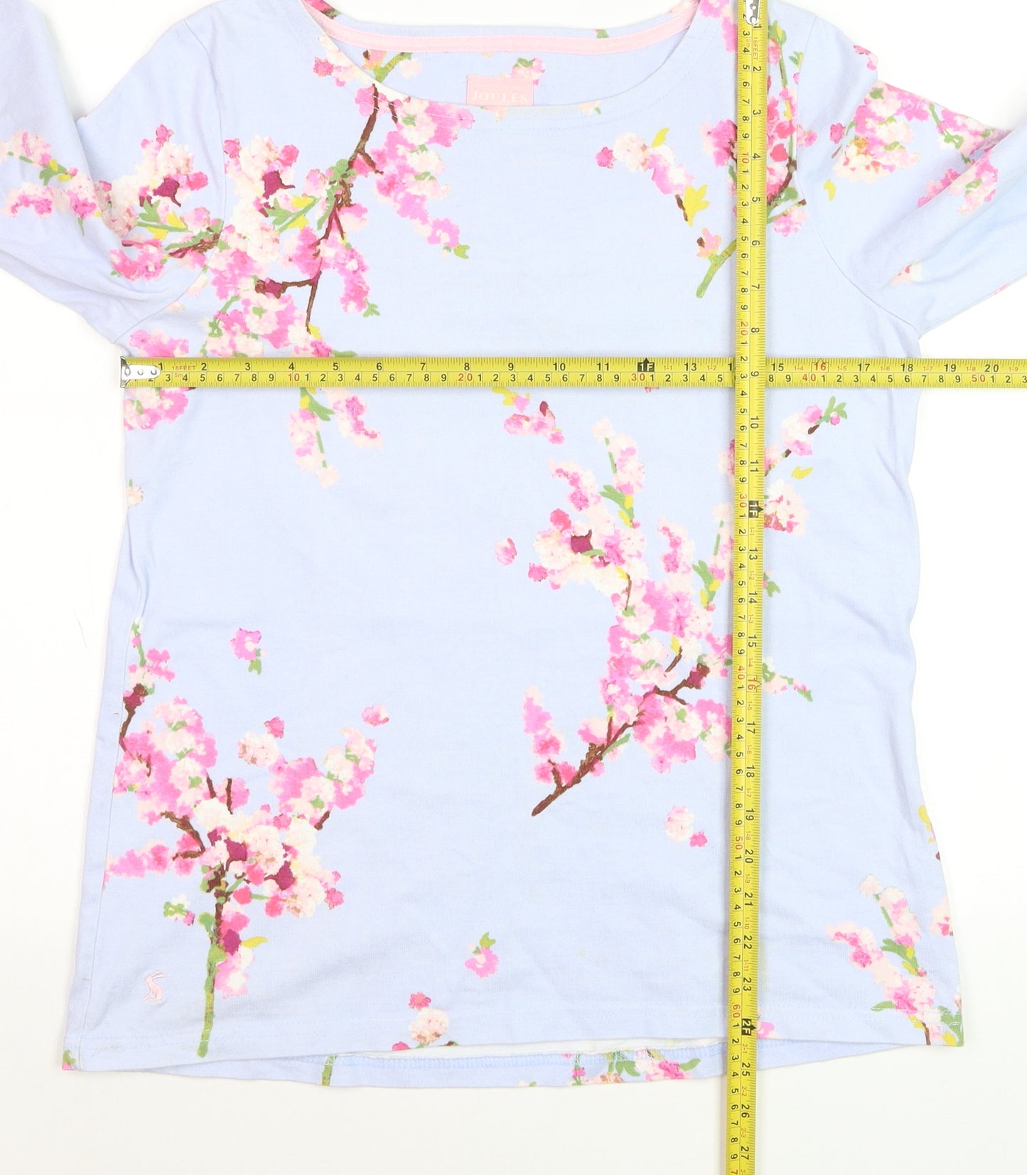 Joules Women’s Blue Floral 3/4 Sleeve Cotton T-Shirt Size 8