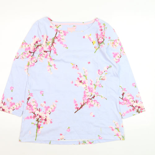 Joules Women’s Blue Floral 3/4 Sleeve Cotton T-Shirt Size 8