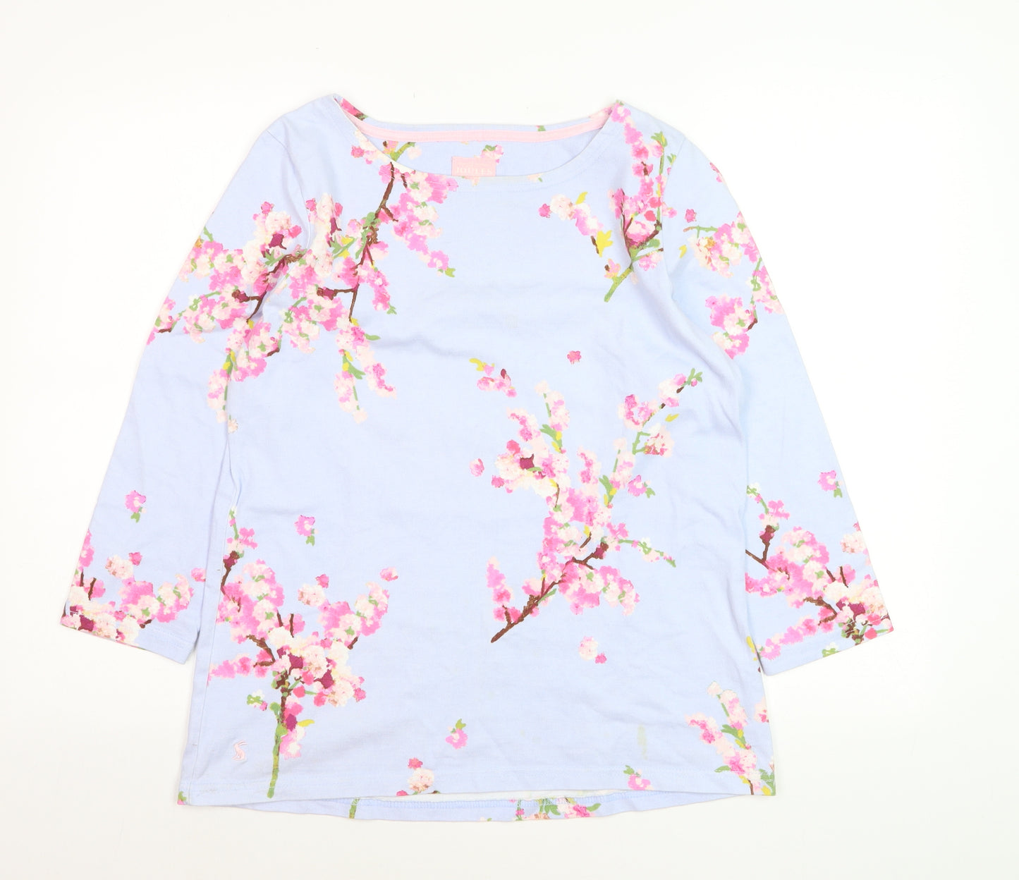 Joules Women’s Blue Floral 3/4 Sleeve Cotton T-Shirt Size 8