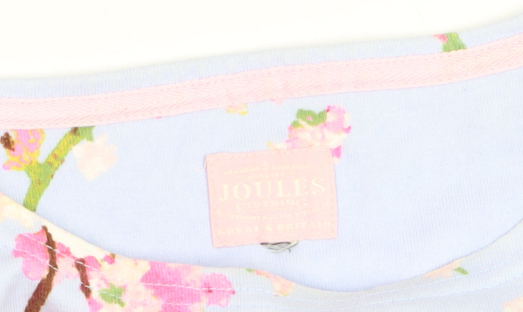 Joules Women’s Blue Floral 3/4 Sleeve Cotton T-Shirt Size 8