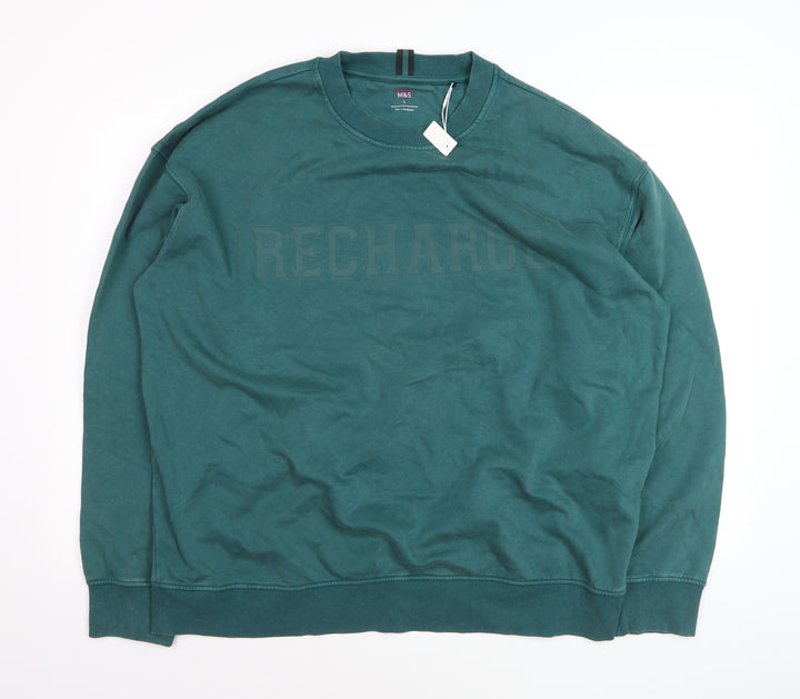 Marks and Spencer Men's Green L Recharge Sweatshirt Regular Fit