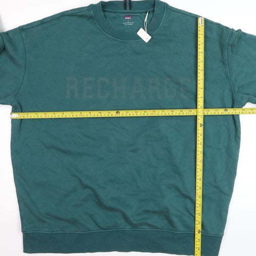 Marks and Spencer Men's Green L Recharge Sweatshirt Regular Fit