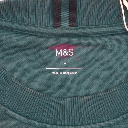 Marks and Spencer Men's Green L Recharge Sweatshirt Regular Fit
