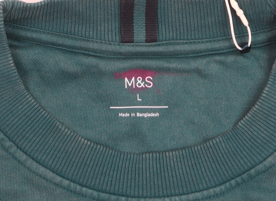 Marks and Spencer Men's Green L Recharge Sweatshirt Regular Fit