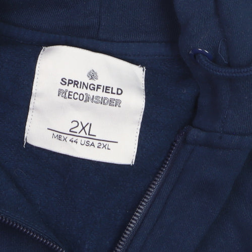 Springfield Men’s Blue 2XL Full Zip Hoodie Cotton Blend